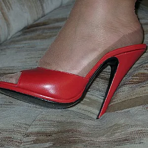 red mules in nylons 2 gallery image