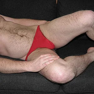 couch in black and red string gallery image