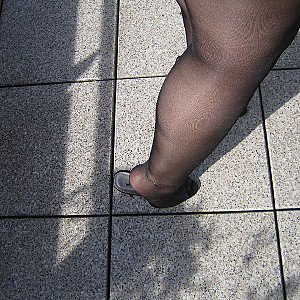 black nylons and sexy mules gallery image