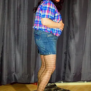in a jeans skirt gallery image