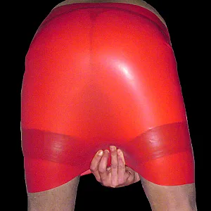 red latex skirt gallery image