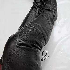 black leather tight high boots 1 gallery image