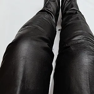 black leather tight high boots 1 gallery image