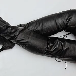 black leather tight high boots 1 gallery image