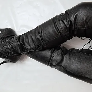 black leather tight high boots 1 gallery image