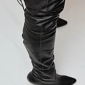 black leather tight high boots 1 gallery image