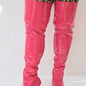 Pink tight high boots gallery image