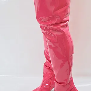 Pink tight high boots gallery image