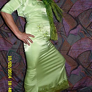 in a green evening robe gallery image
