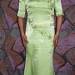 in a green evening robe gallery image