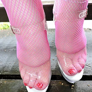 pink fishnet on beach gallery image