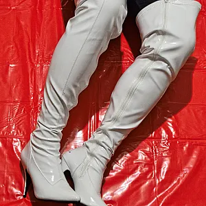 White tight high boots 1 gallery image