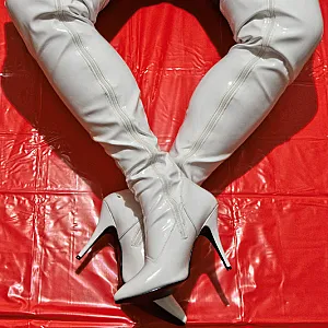 White tight high boots 1 gallery image