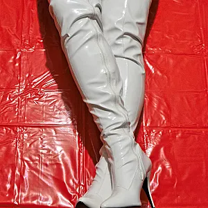 White tight high boots 1 gallery image