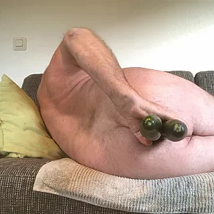 anal fun with 2 cucumbers gallery image