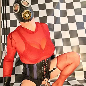Red outfit and mask gallery image