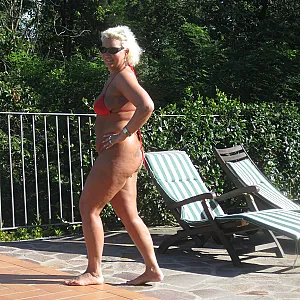 Gina at the pool gallery image