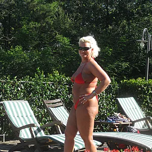 Gina at the pool gallery image