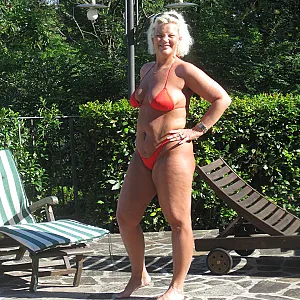 Gina at the pool gallery image