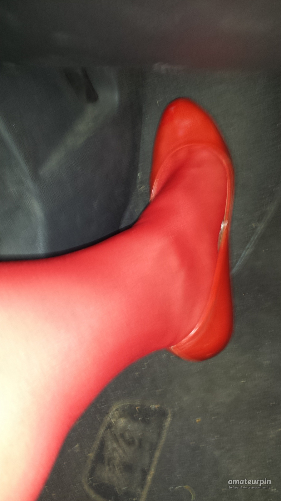 On tour with red nylons and heels gallery image