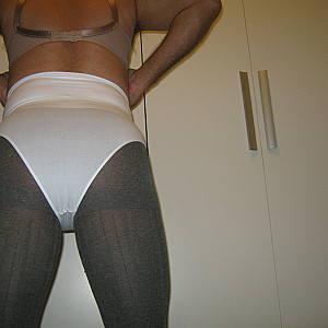 First image of girdlemanbrazil's Gallery - Me in bra, panty briefer and ribbed pantyhose.