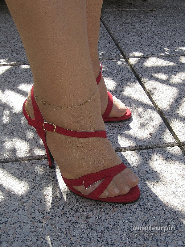 nylons and red shoes gallery image