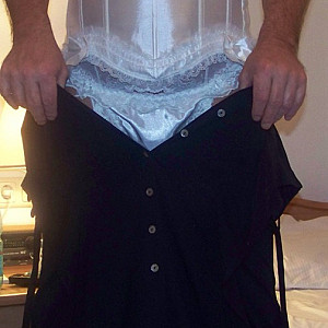 Blue dress Sissy getting dressed gallery image