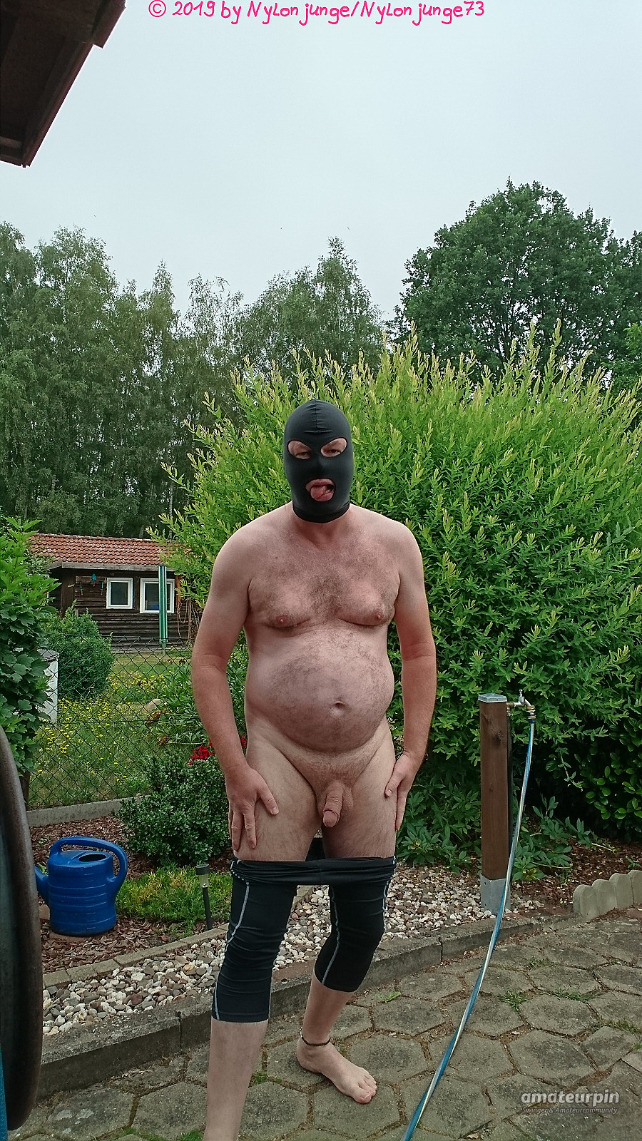 mask men nudism in the garden gallery image