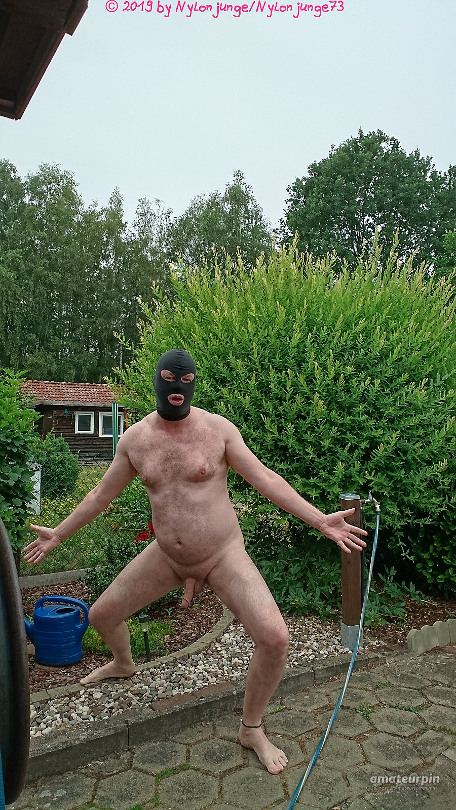 mask men nudism in the garden gallery image