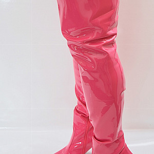 Pink tight high boots gallery image