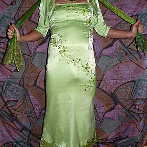 in a green evening robe gallery image