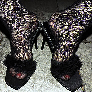 mules and blavk lace gallery image