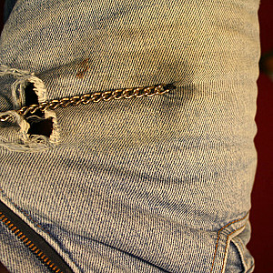 Jeans with a chain for the naked cock gallery image