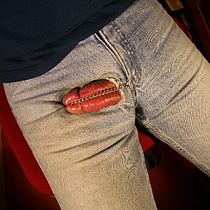 Jeans with a chain for the naked cock gallery image