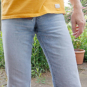 Jeans with a chain for the naked cock gallery image