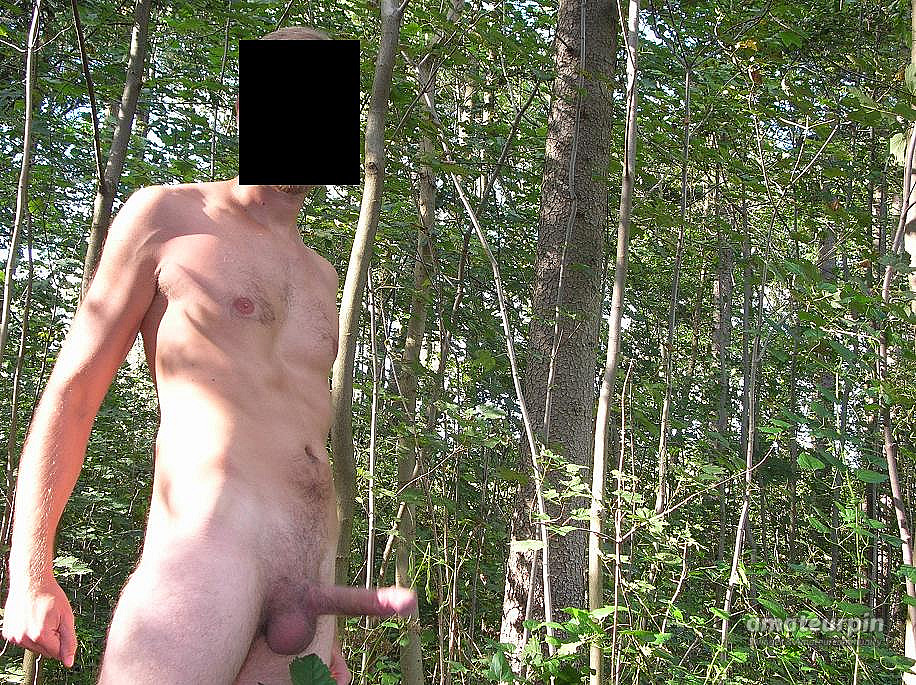 wanking outdoors in the woods gallery image