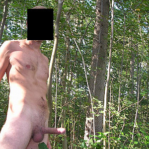 wanking outdoors in the woods gallery image