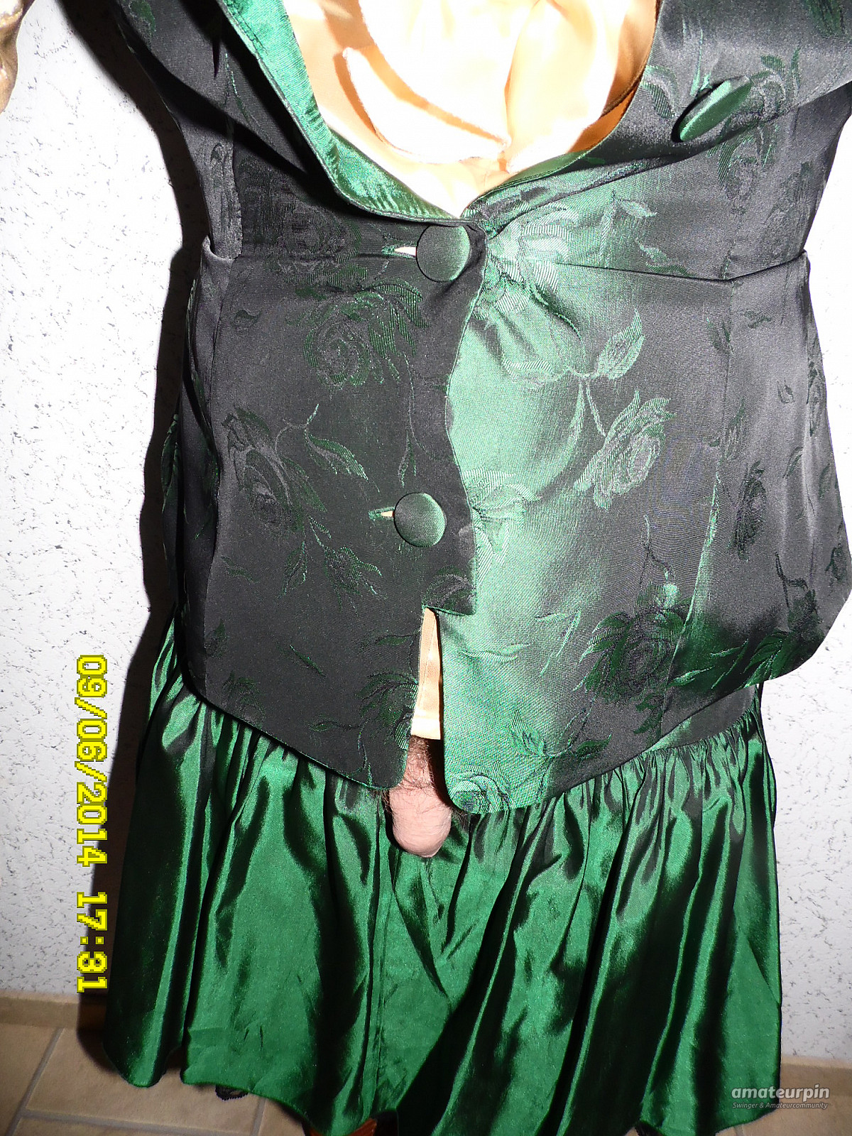 fun in a green eveningrobe gallery image