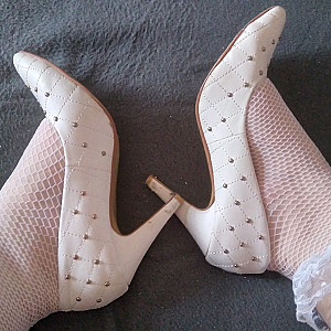 white highheels and white netsocks gallery image