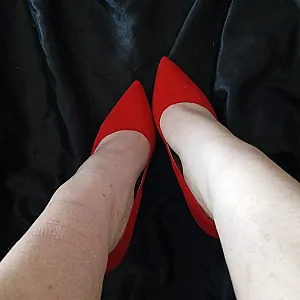 Velvet and red high heels gallery image