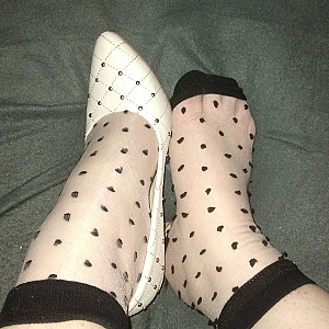 First image of WishGirl's Gallery - white high heels with socks