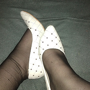 whie high heels and black nylons gallery image