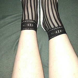 First image of WishGirl's Gallery - White high heels and black ankle socks 2