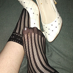 White high heels and black ankle socks 2 gallery image