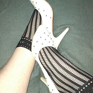 White high heels and black ankle socks 2 gallery image