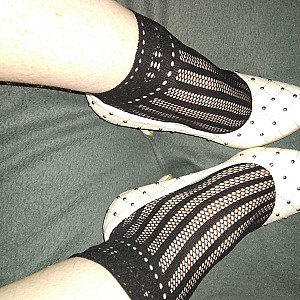 White high heels and black ankle socks 2 gallery image
