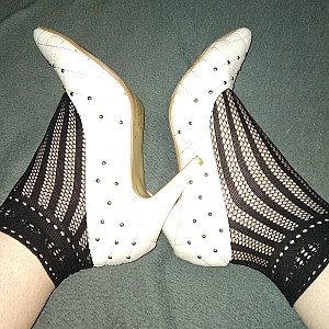 White high heels and black ankle socks 2 gallery image