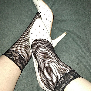 White high heels and black ankle socks gallery image