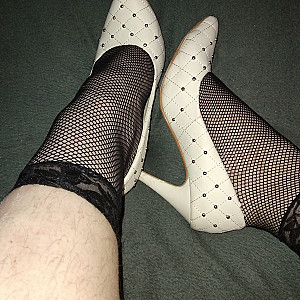 White high heels and black ankle socks gallery image