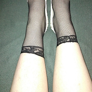 White high heels and black ankle socks gallery image